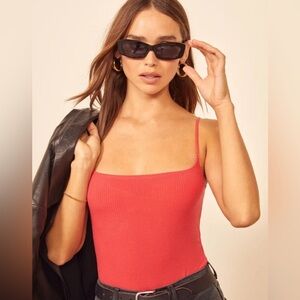 Reformation Red Sleeveless Fitted Camisole